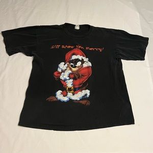 1997 Vintage Taz Tazmanian Devil Looney Tunes Christmas Shirt Size Men's XL